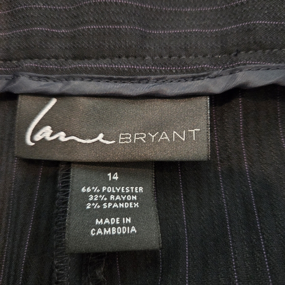 Lane Bryant Women's Dark Charcoal With Lavendar Pinstripe Pants Size 14 - Picture 3 of 13